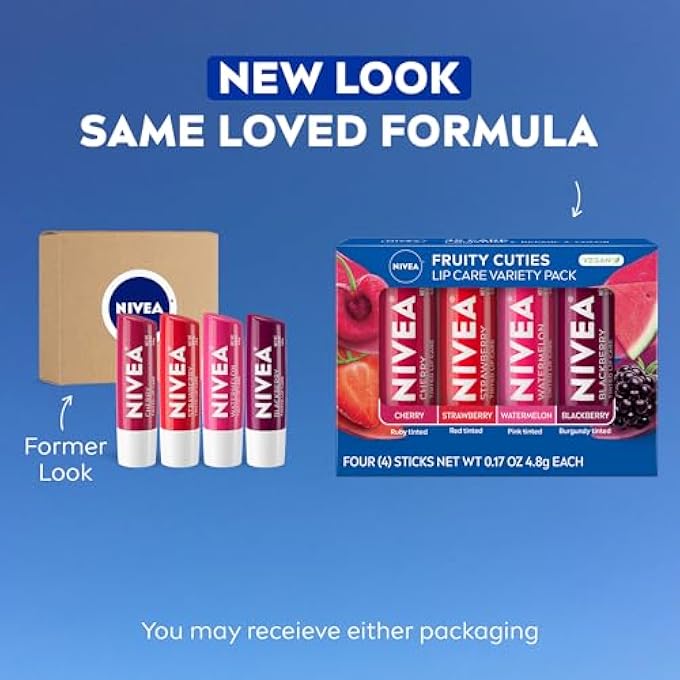 Nivea LIP CARE, FRUIT LIP BALM VARIETY PACK, TINTED LIP BALM, 0.17 OZ, PACK OF 4, MULTI, 0.17 OUNCE (PACK OF 4) - Image 2
